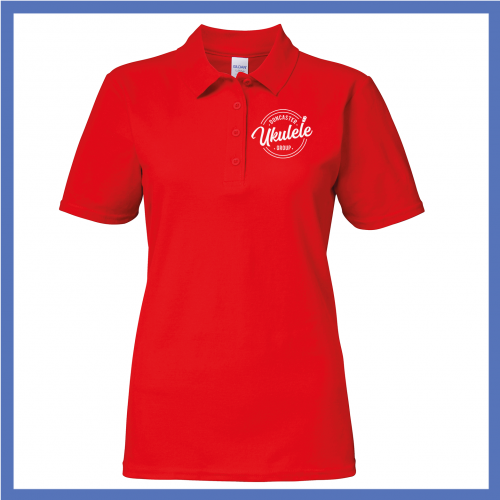 Ladies Red White Polo Shirt 